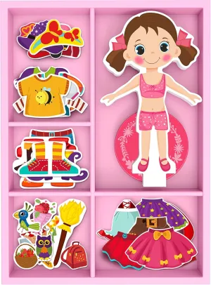TOYSTER'S Magnetic Wooden Dress-Up Dolls Toy | Pretend Play Set Includes: 1 Wood Doll with 30 Assorted Costume Dress Ideas | Not Your Average Paper Doll | Great Gift Idea for Little Girls 3 