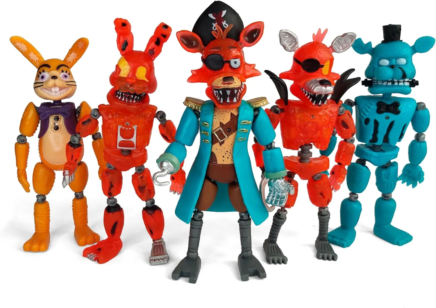Toysvill Inspired by Five Nights Game | FNAF | Pirates | Freddy's Action Figures Toys Set of 5 [Freddy, Bonnie, Fazbear, Curse of Dreadbear and Captain Foxy], Fun Action Simulator