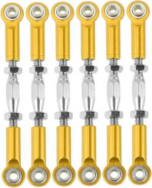 Toyvian 6pcs Aluminum Turnbuckle Rod Linkage for Racing Truck Buggy Upgrade Parts Construction Yellow