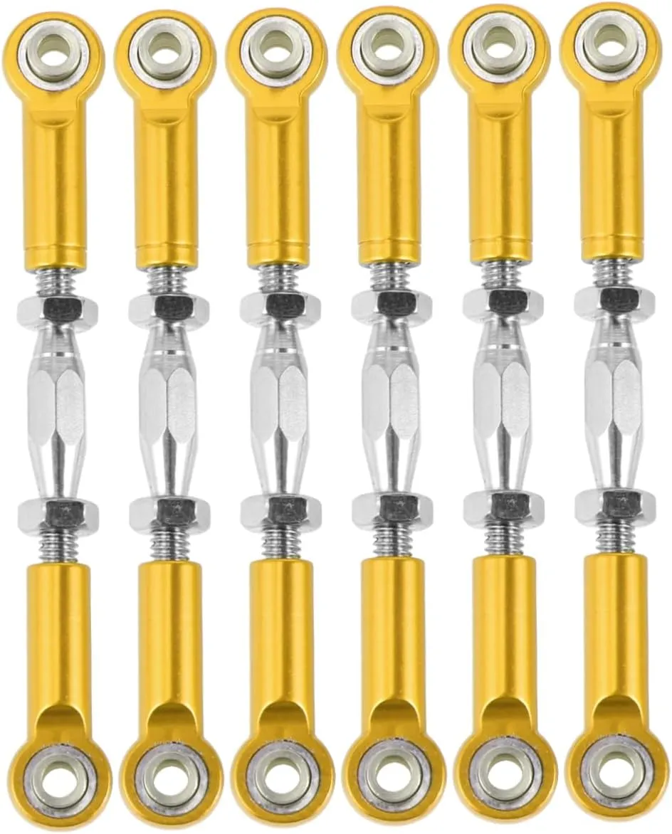 Toyvian 6pcs Aluminum Turnbuckle Rod Linkage for Racing Truck Buggy Upgrade Parts Construction Yellow