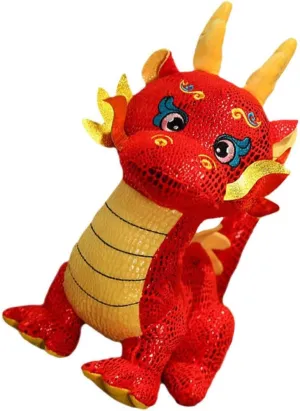Toyvian Chinese Dragon Plush Stuffed Animal 2024 Year of The Dragon Mascot Zodiac Animal Doll Toy Plush Dragon Pillow for New Year Xmas Birthday 24cm