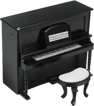 Toyvian Mini Piano with Chair Model Miniature Dollhouse Accessories 1: 12 Living Room Bedroom Musical Instrument Decoration for for DIY Garden Dollhouse Micro Accessories