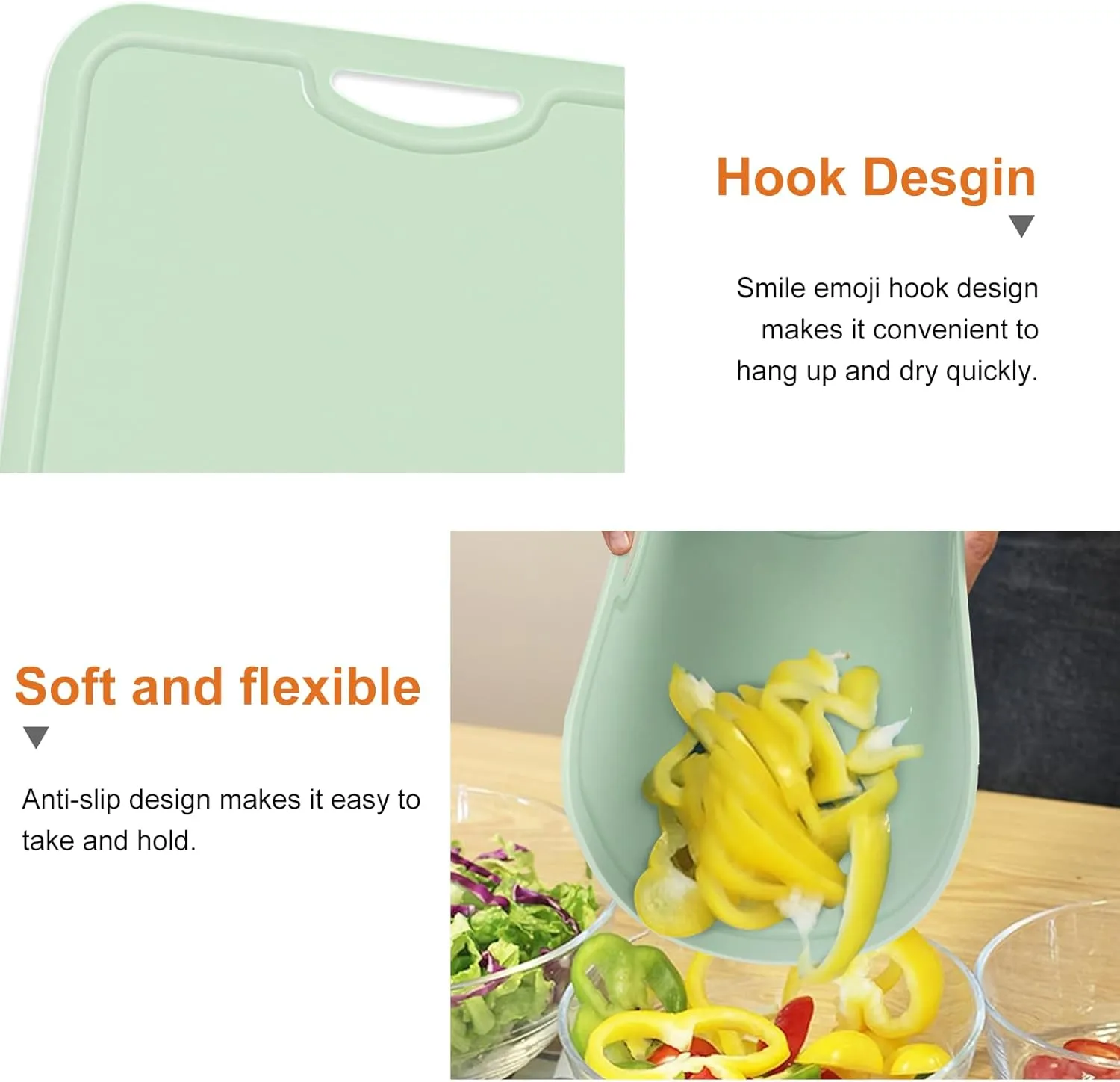 TPU Cutting Boards for Kitchen, Chopping Board Set of 3, Non Slip Cutting Boards with Juice Groove, Knife Mark Resistant Chopping Mat, BPA Free, Dishwasher Safe, Space Saving Camping Cutting Board
