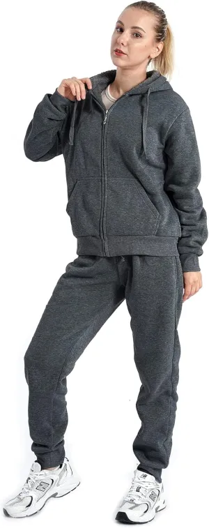 Track Suits for Women Set Sherpa lined Casual 2 Piece Outfits Sweatsuit