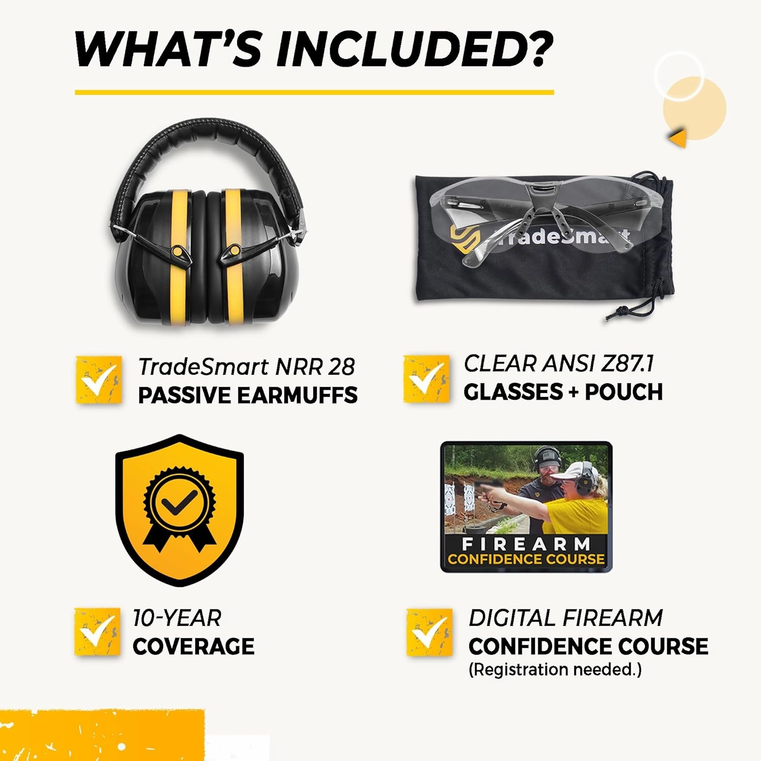 TradeSmart High-Performance Earmuffs for Shooting Range & Shooting Eye Protection Glasses   Firearm Confidence Course