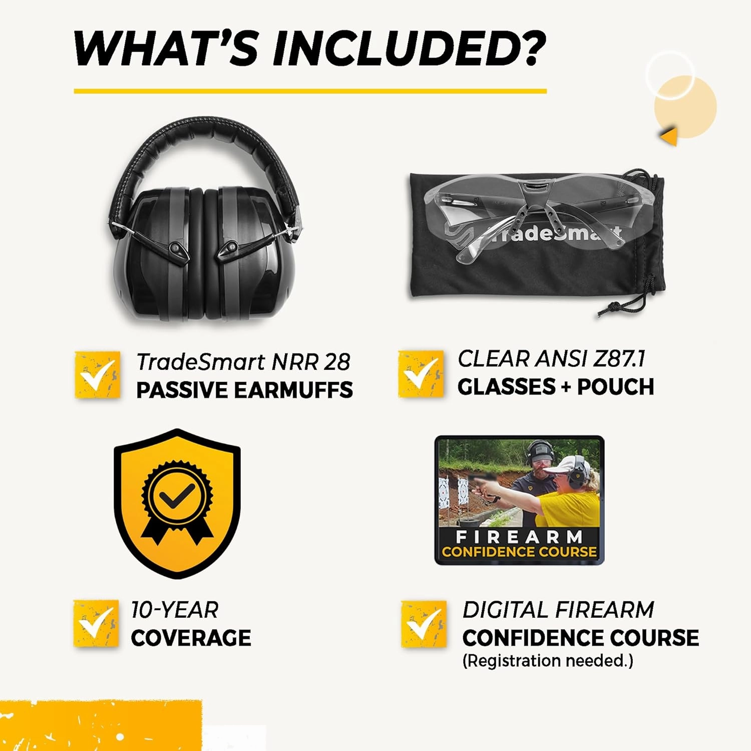 TradeSmart High-Performance Earmuffs for Shooting Range & Shooting Eye Protection Glasses   Firearm Confidence Course