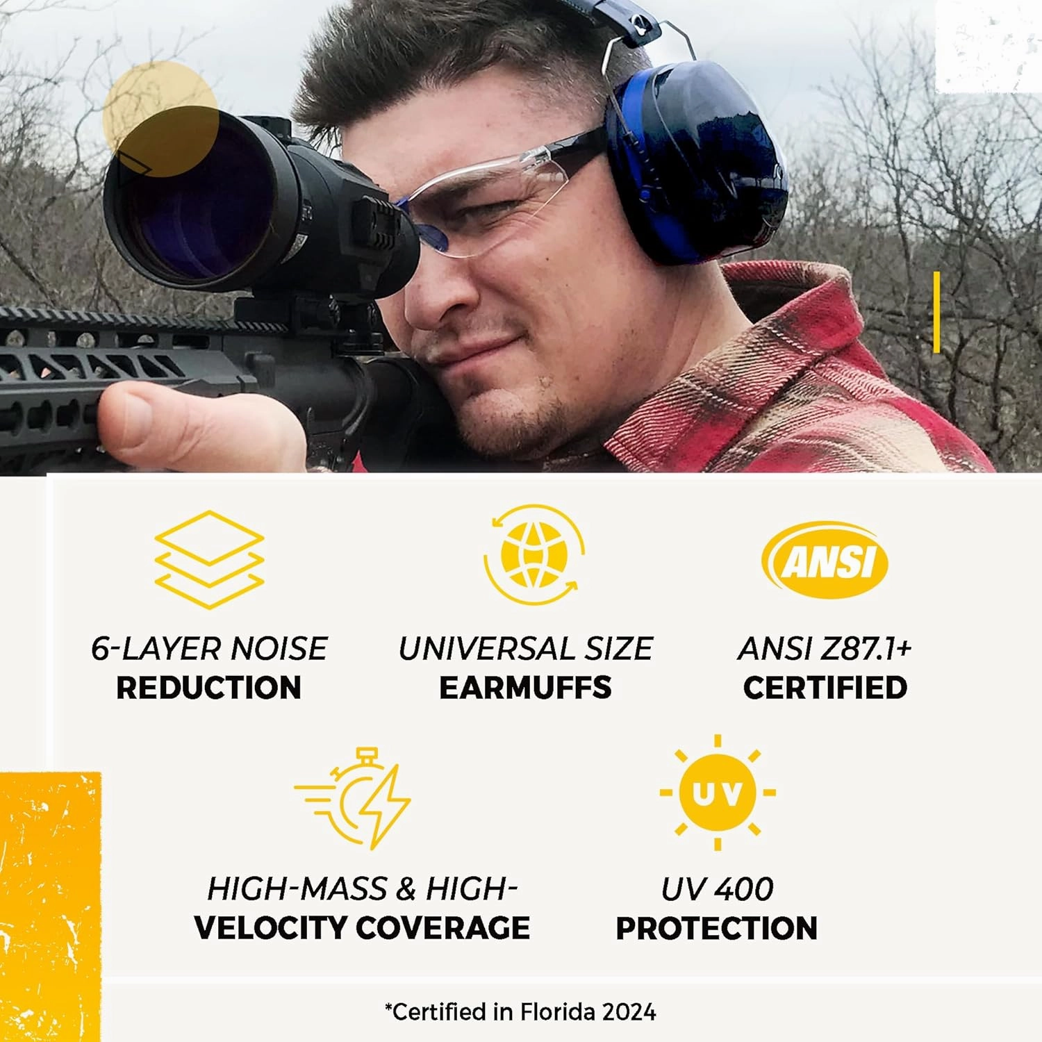 TradeSmart High-Performance Earmuffs for Shooting Range & Shooting Eye Protection Glasses   Firearm Confidence Course