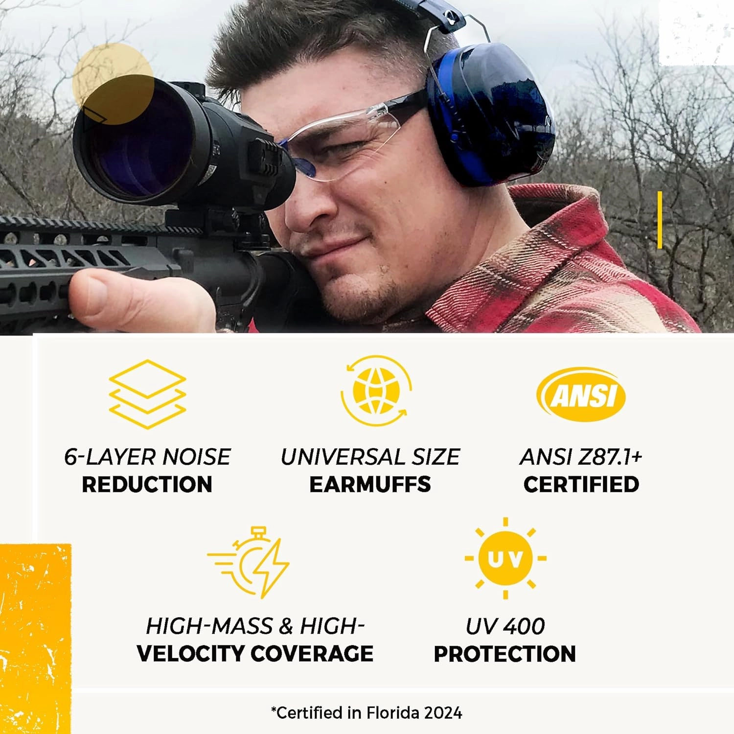 TradeSmart High-Performance Earmuffs for Shooting Range & Shooting Eye Protection Glasses   Firearm Confidence Course