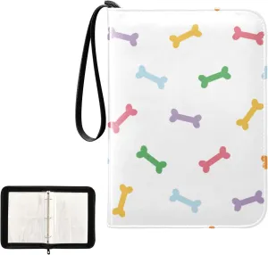 Trading Card Binder with Sleeves Colorful Dog Bones Pattern C4 Pocket Card Binder PU Card Collection Binder 400 Cards Holder Collector Album