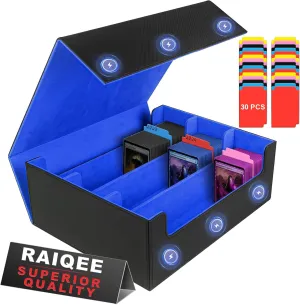 Trading Card Storage Box, Mtg Commander Deck,1800  Mtg Deck Box With 30dividers, 3 Rows Mtg Card Storage Fits For Magic Game, Tcg, Sport Cards (Black)