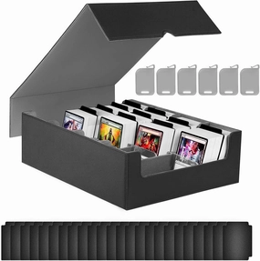 Trading Card Storage Box, 3000  MTG Deck Box with 24 Colorful Dividers & 6 Card Supporters, Commander Card Deck Case Fits for Magic Game Cards, YugiOh, TCG, PTG and Sport Cards(Black Gary)
