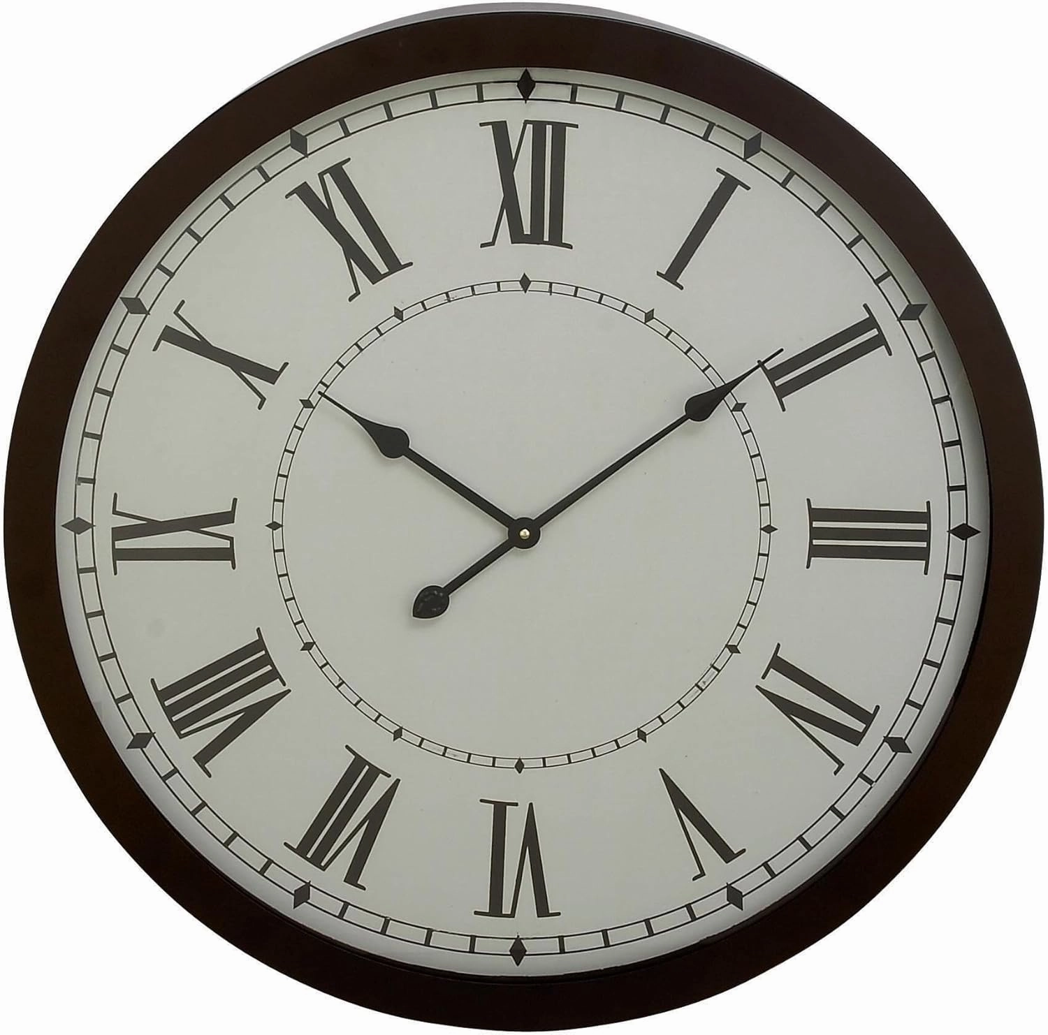 Traditional Metal Decorative Wall Clock, Battery Operated Round Wall Clock for Home Wall Decor, Black 30 Inch(20" x 3" x 20")