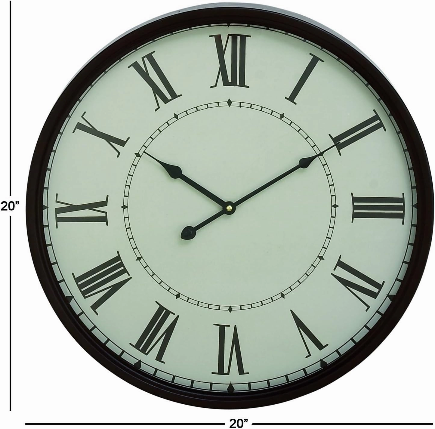 Traditional Metal Decorative Wall Clock, Battery Operated Round Wall Clock for Home Wall Decor, Black 30 Inch(20" x 3" x 20")