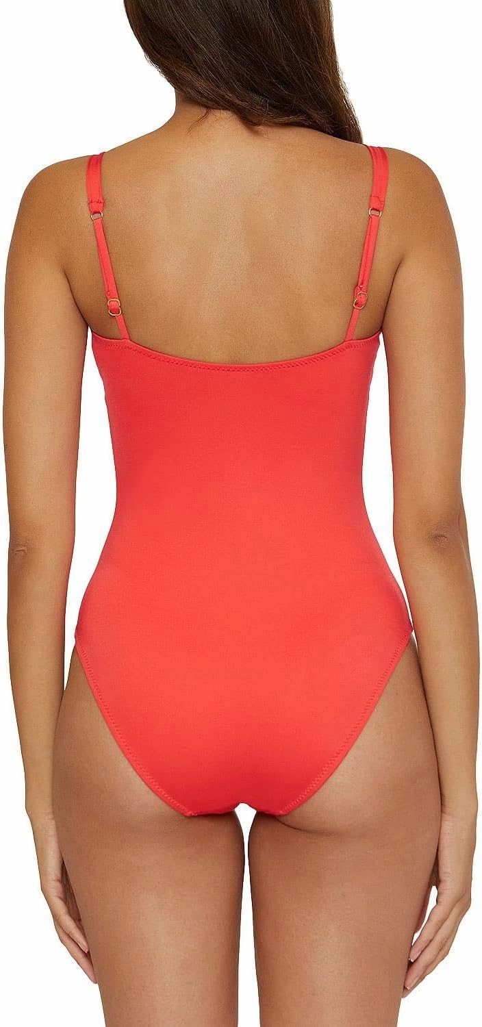 Trina Turk Women's Monaco Buckle One Piece Swimsuit, Scoop Neck, Adjustable, Bathing Suits