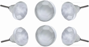 TRINCA-FERRO Set of 6 Venus Crystal White Ceramic Drawer Knobs Interior/Exterior Knobs for Drawer Pull Cabinet Dresser Drawers Decorative Modern Knobs for Kitchen | Bedroom | Bathroom |