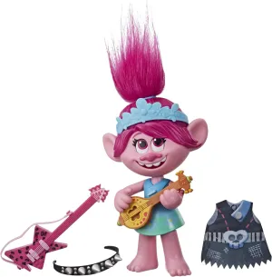 Trolls DreamWorks World Tour Pop-to-Rock Poppy Singing Doll with 2 Different Looks and Sounds, Toy Sings Trolls Just Want to Have Fun (English)