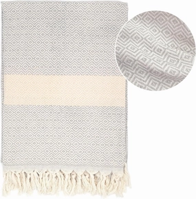 Turkish Beach Towels Oversized - Soft Cotton Woven Beach Towel, Quick Dry Sand Resistant Beach Blanket, Thin Lightweight Compact for Travel, Tassels Large Bath Towel 39x71 (GreyBeige)