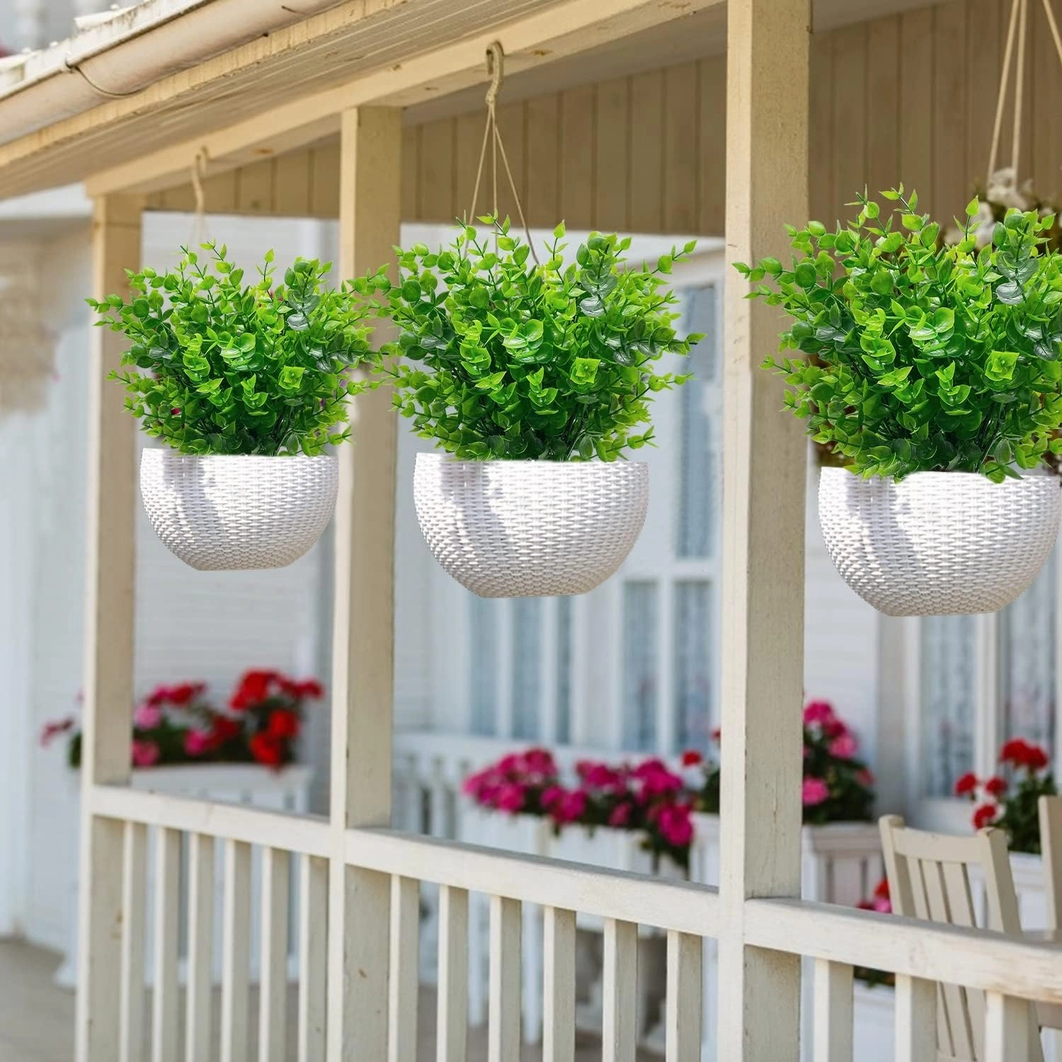 TURNMEON 20 Bundles Artificial Greenery Plants for Outdoors Spring Summer Decor, UV Resistant Fake Plants Faux Eucalyptus Plastic Shrubs Boxwood Fake Flowers Gardens Home Patio Outsides Decor(Green)