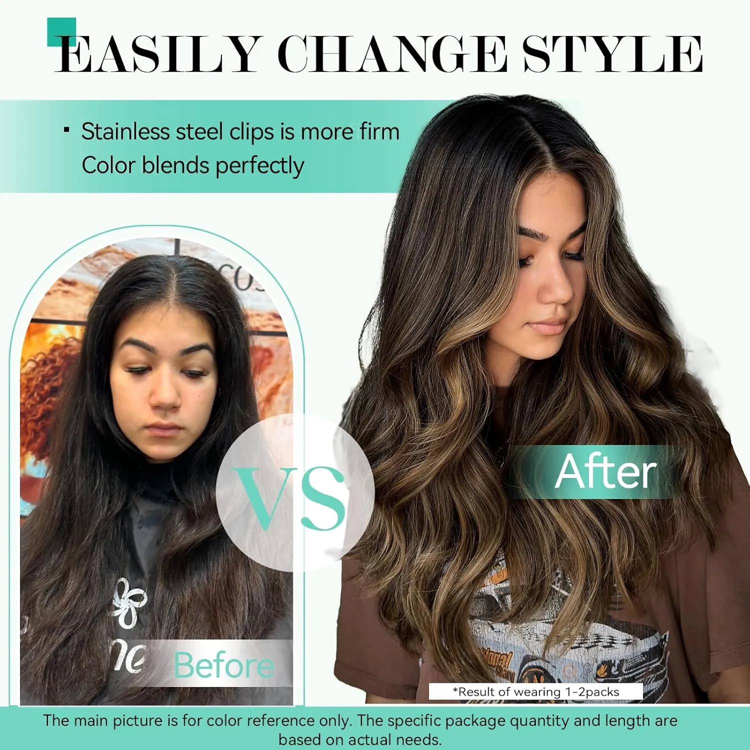Ukira Balayage Clip in Hair Extensions Real Human Hair, 20 Inch 120g 7pcs Ombre Hair Extensions Natural Black to Chestnut Brown, Natural Straight Remy Human Hair Clip in Extensions for Women