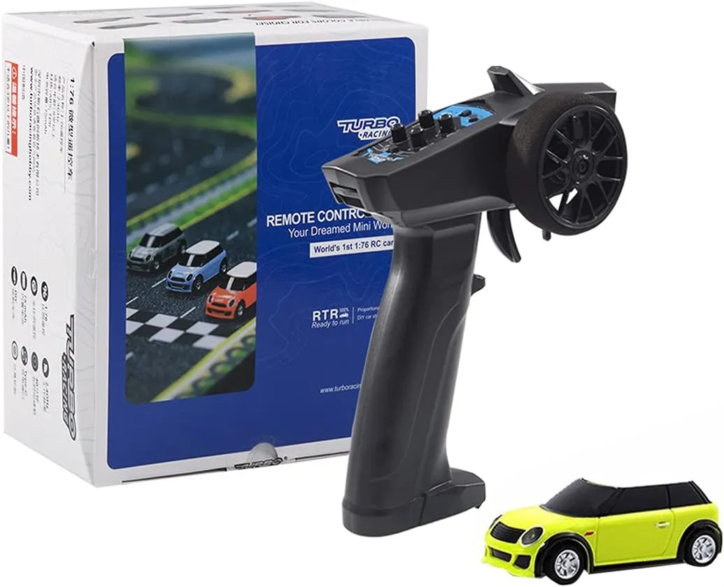 Ultra-Compact Electric RWD RC Racing Car for Adults, 1:76 Scale 2.4GHz 3CH Turbo Racing RC Car with P31 Controller & 2 Replaceable Body Shell - RTR
