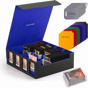 Ultra-Capacity 4-Row Trading Card Storage Box with Commander Display - Holds 3000  Cards with 12 Dividers & 4 Card Holders, PU Leather Deck Box MTG, Deck Box TCG YuGiOh, Sports Cards