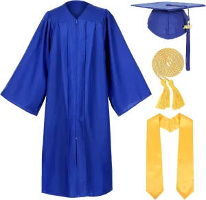 Unisex Matte Graduation Cap and Gown with Stole Honor Cords Set for High School College Bachelor