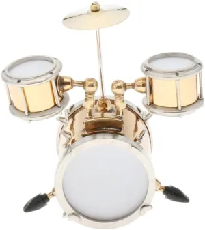 Unknown 1:12 Dollhouse Miniature Copper Drum Set Model Musical Instrument Collectibles for Desk Ornament Party Decoration, Accessories