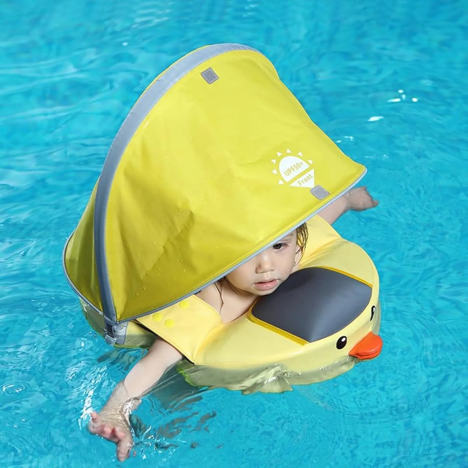 Upgraded Baby Pool Float Mambobaby Swim Float Non-Inflatable Baby Floats with Canopy for 8-36 Months Float for Infant Swim Ring