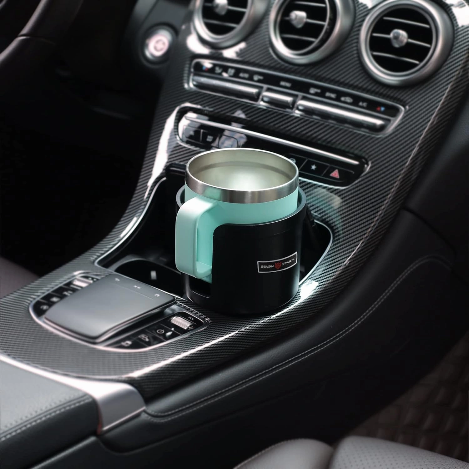 Upgraded Car Cup Holder Expander Adapter with Offset Adjustable Base, Compatible with Yeti 14/24/36/46oz Ramblers, Hydro Flasks 32/40oz, Other Large Bottles Mugs in 3.5"-4.0", 1 Pack