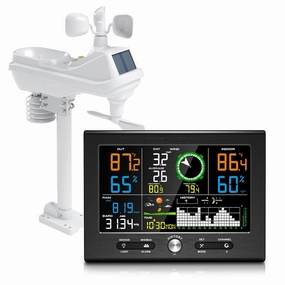 Urageuxy Wireless Weather Station Indoor Outdoor, Home Weather Stations with Rain Gauge, Wind Speed/Direction, Temperature, Humidity, Moon Phase, Weather Forecast, Barometer Pressure