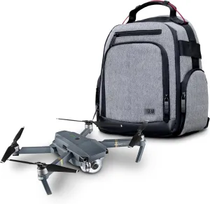 USA Gear Drone Backpack - Drone Case Compatible with DJI Mavic Pro, Spark Mini, Ryze Tello, Yuneec Breeze and More - Customizable Interior, Weather Resistant, Storage for Accessories - Grey