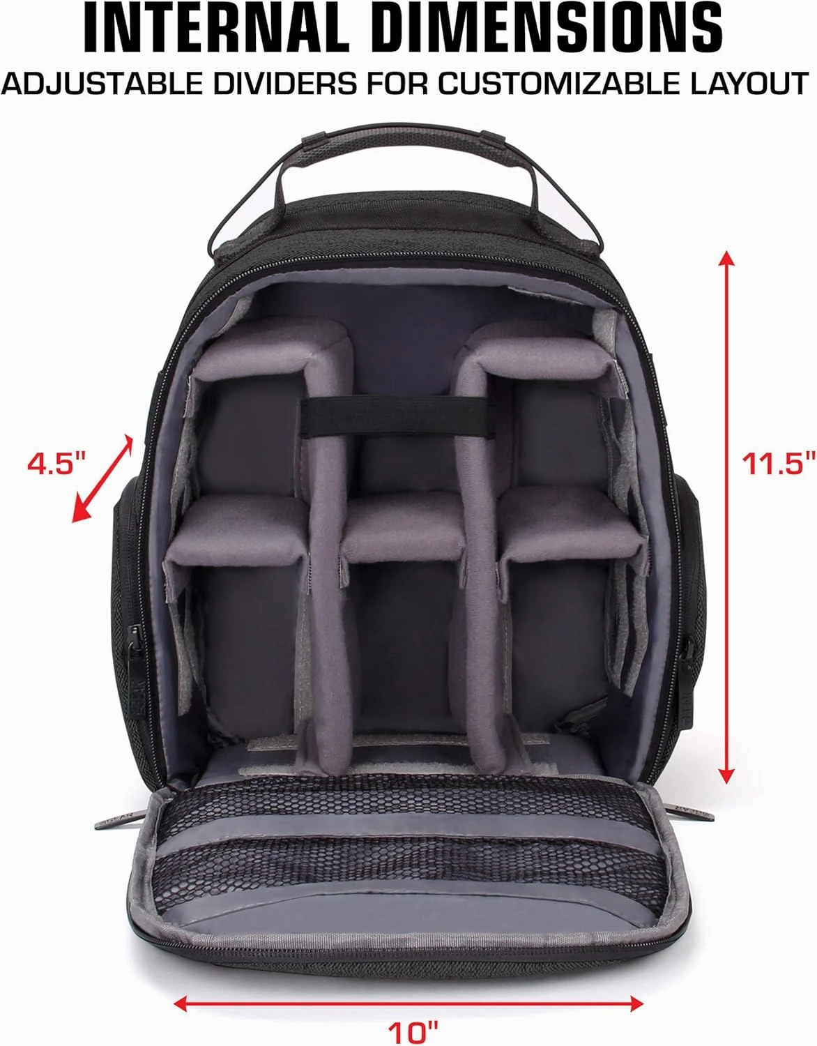 USA Gear Drone Backpack - Drone Case Compatible with DJI Mavic Pro, Spark Mini, Ryze Tello, Yuneec Breeze and More - Customizable Interior, Weather Resistant, Storage for Drone Accessories - Black