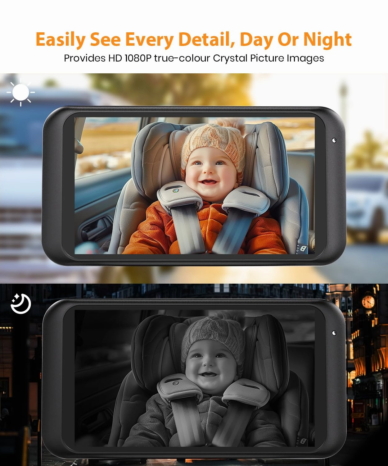 USB Baby Car Camera Plug-Play, 4.5" 1080P Easy Setup Backseat Camera with Flexible 360 Rotation, Clear Picture Rear Facing Car Seat Baby Monitor