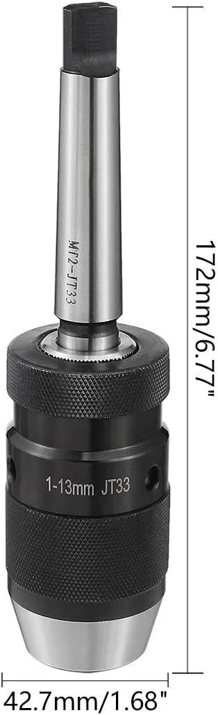 uxcell Keyless Drill Chuck MT2 Morse Taper Mount Adjustable 1/32"-1/2" (1mm-13mm) 3-Jaw for Lathes Milling Drilling Machine