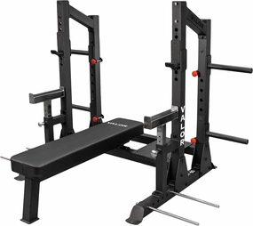 Valor Fitness Competition Bench Press Rack- Safety Spotter Bars - Heavy Duty - 7 J-Hooks & 4 Band Pegs -Power Lifting Max Weight 1000 lbs Certified IPF Standard