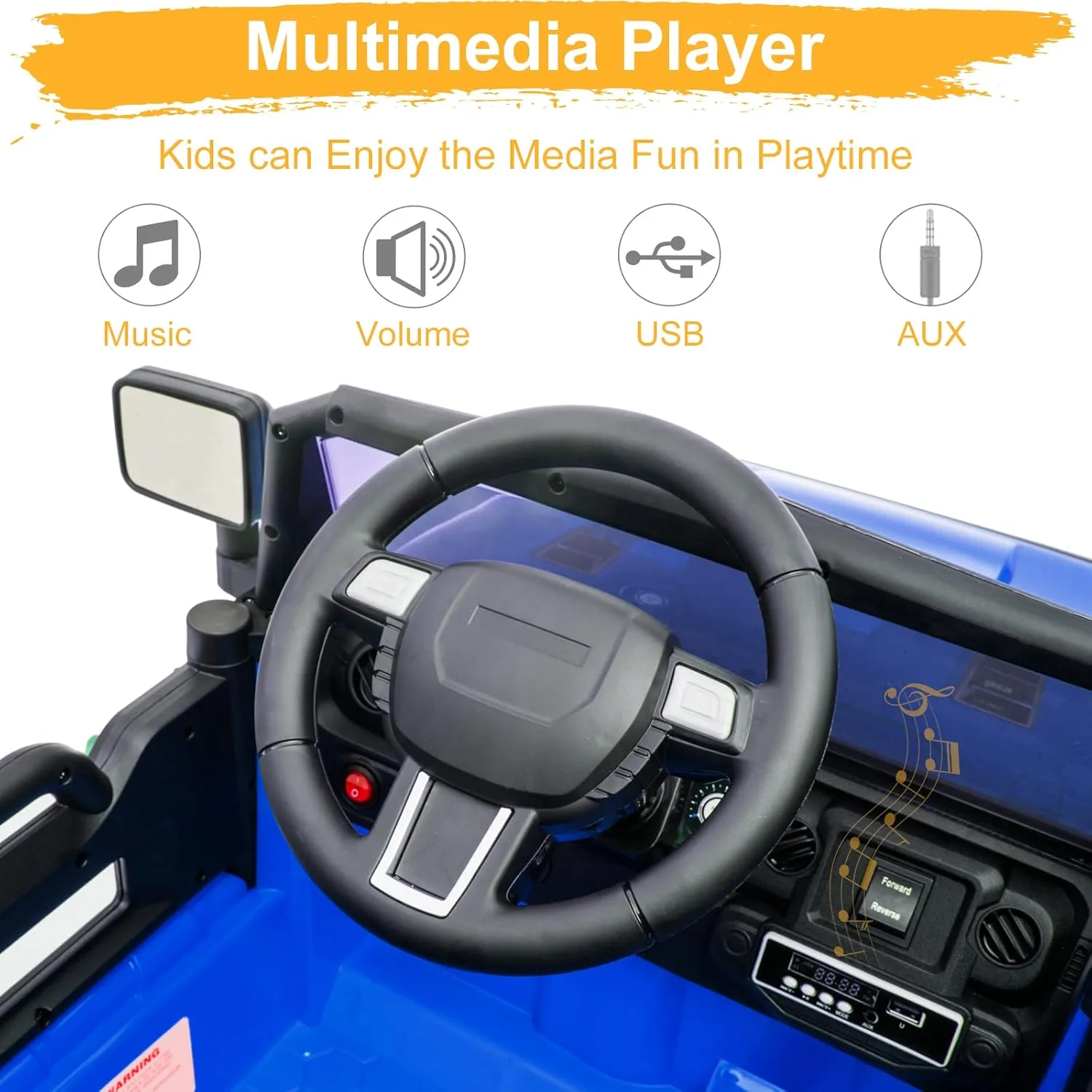 VALUE BOX Kids Ride On Truck 2.4G Remote Control, Kids Electric Ride-on Car 12V Battery Motorized Vehicles Age 3-5 w/ 3 Speeds, Spring Suspension, LED Lights, Horn, Music Player, Seat Belts (Blue)