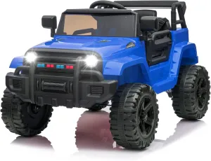 VALUE BOX Kids Ride On Truck 2.4G Remote Control, Kids Electric Ride-on Car 12V Battery Motorized Vehicles Age 3-5 w/ 3 Speeds, Spring Suspension, LED Lights, Horn, Music Player, Seat Belts (Blue)