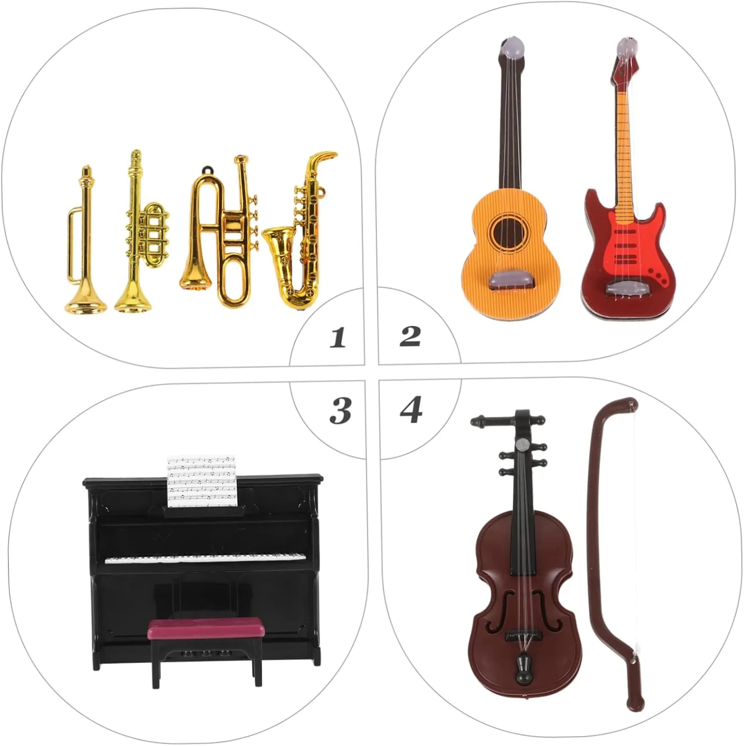 VANZACK 3 Sets Tiny Instruments Mini Dollhouse Accessories Cool Miniature Things for Miniature Dollhouse