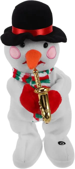 VANZACK Electric Musical Snowman Doll Plush Christmas Decoration for Singing Dancing Holiday for Home Cafe Creates Festive Atmosphere