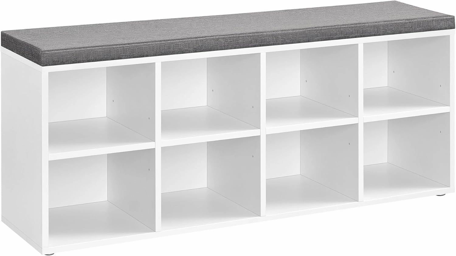 VASAGLE Shoe Bench with Cushion, Shoe Storage Bench with 8 Compartments and 4 Adjustable Shelves, Entryway Bench with Padded Seat, for Bedroom, Closet, Living Room, White ULHS238W14