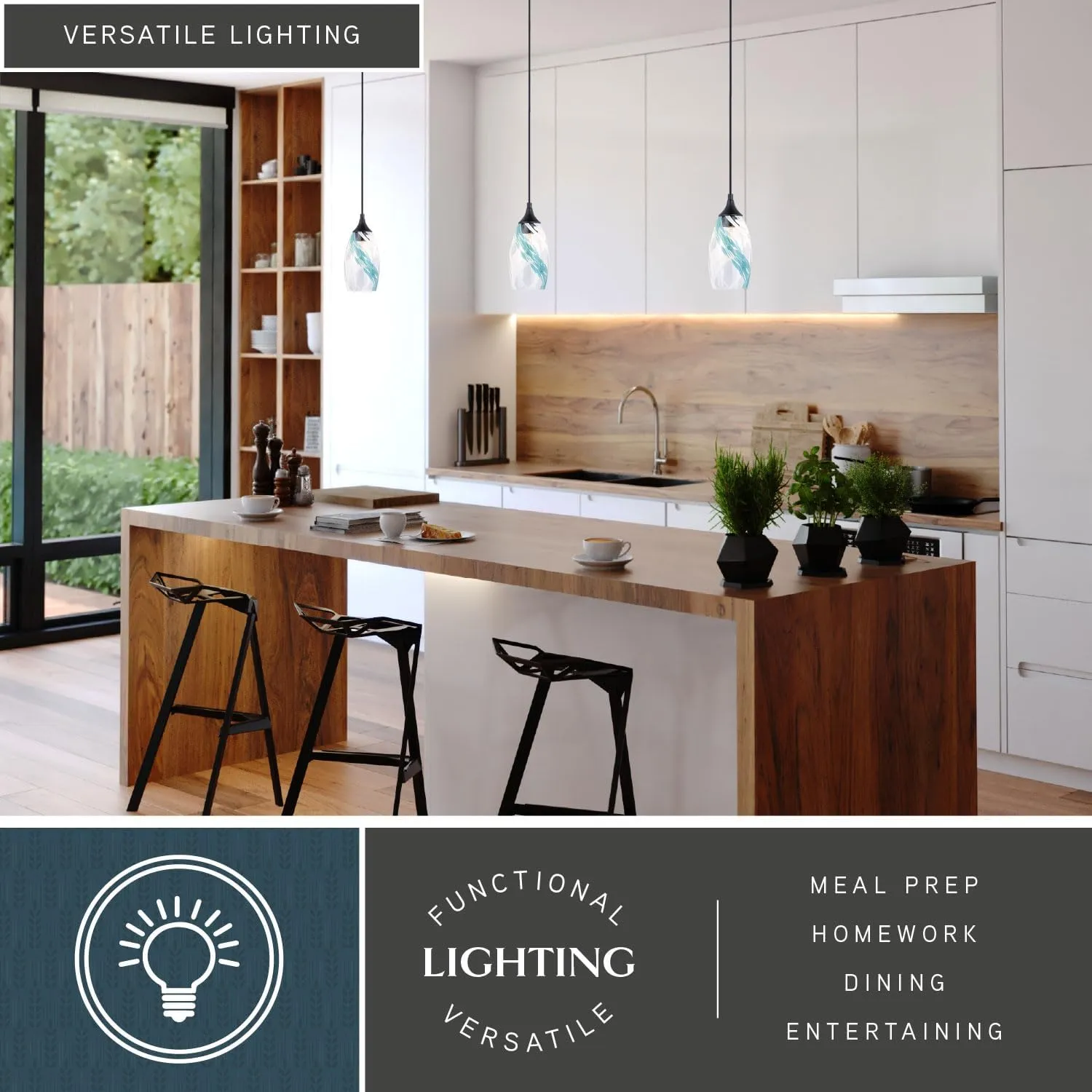 VAXCEL Milano Bronze Mini Pendant Ceiling Light Blue Glass