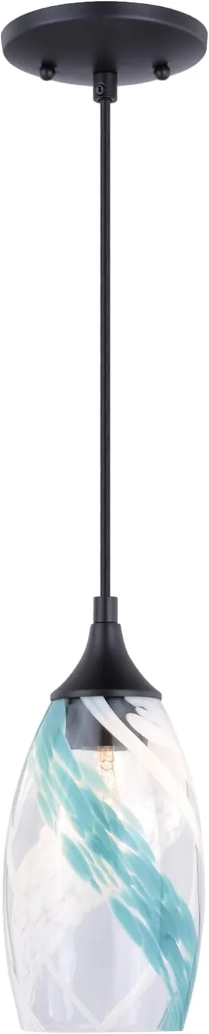 VAXCEL Milano Bronze Mini Pendant Ceiling Light Blue Glass