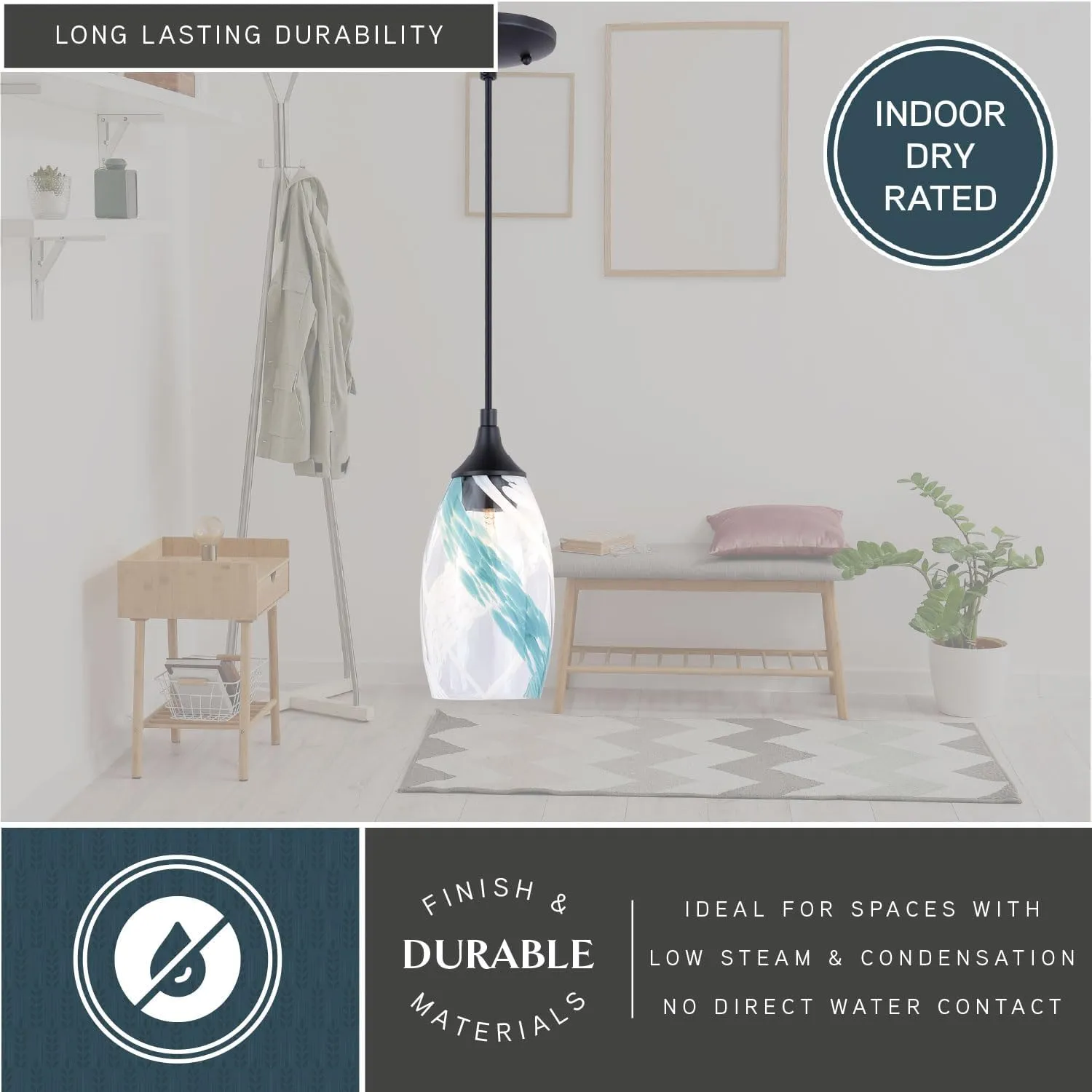 VAXCEL Milano Bronze Mini Pendant Ceiling Light Blue Glass
