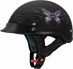 VCAN Cruiser Intricate Butterfly Motorcycle Half Helmet
