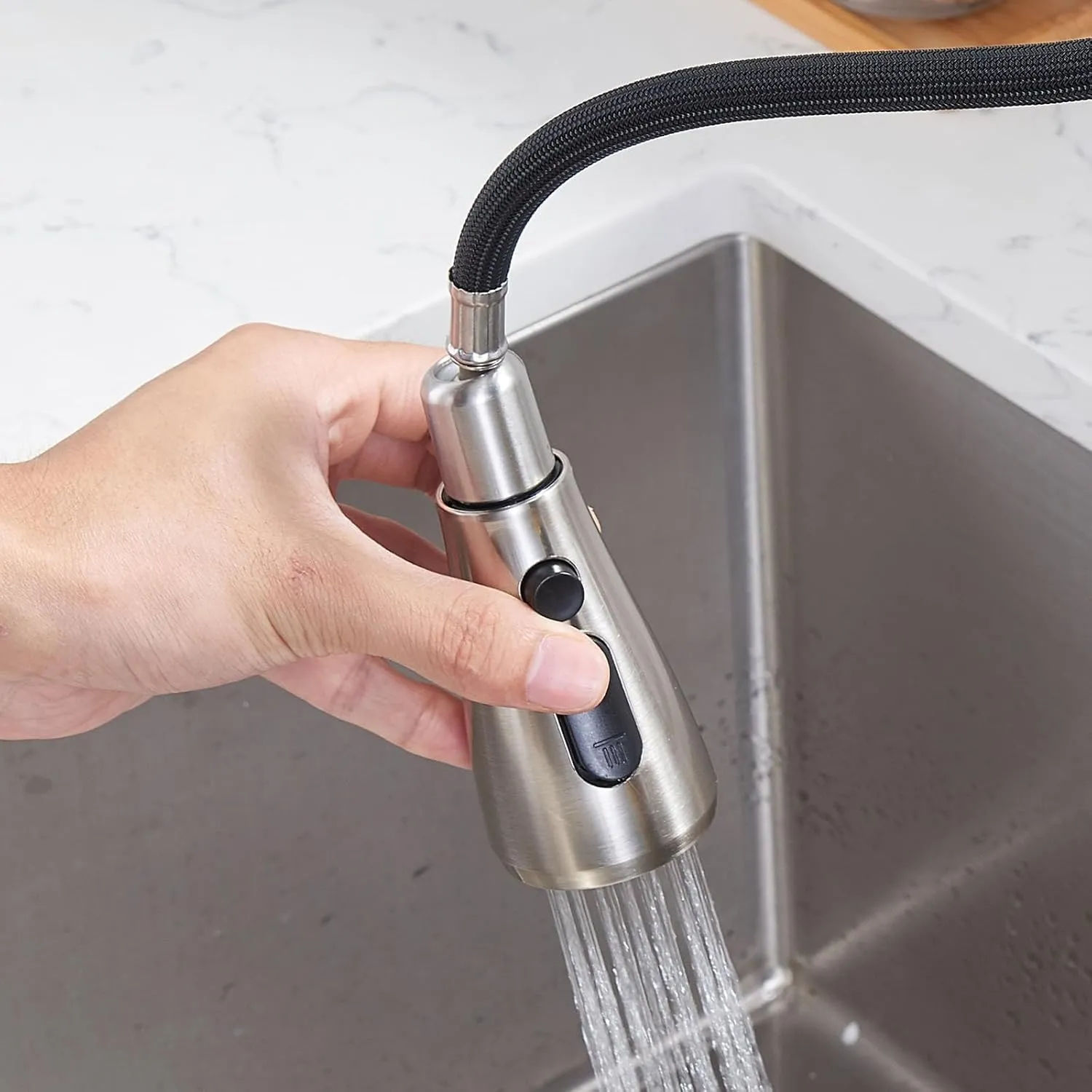 VCCUCINE Kitchen Faucet with Pull Down Sprayer, Brushed Nickel Faucet for Kitchen Sink, Small High Arc RV Stainless Steel Single Handle Pull Out Kitchen Sink Faucet