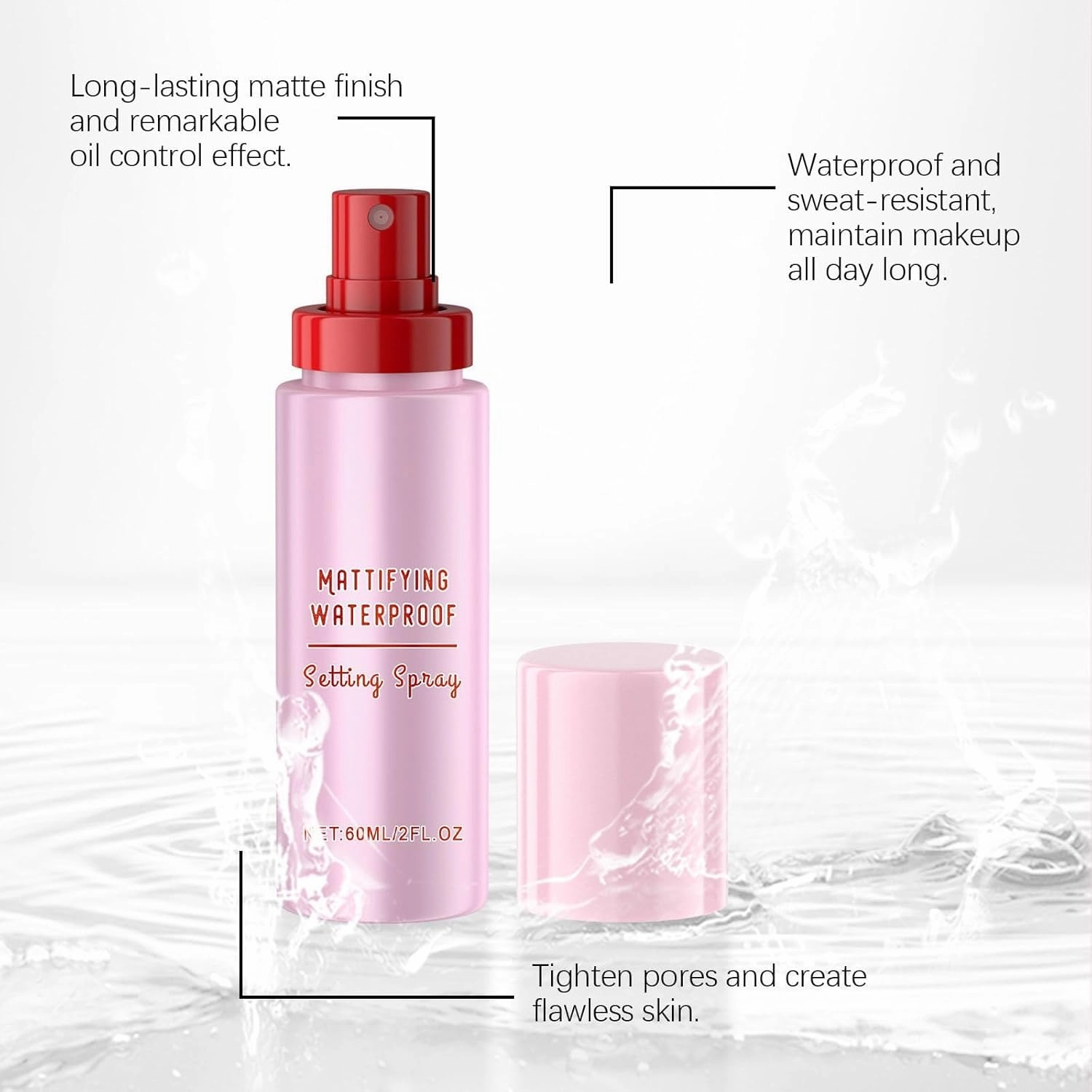 Velorasi Powder Melt Glass Setting Spray, Ultra-Smooth Finish- Size Setting Spray, Makeup Wear up to 12 Hours, Hydrating (2 PCS, 2 FL.OZ)