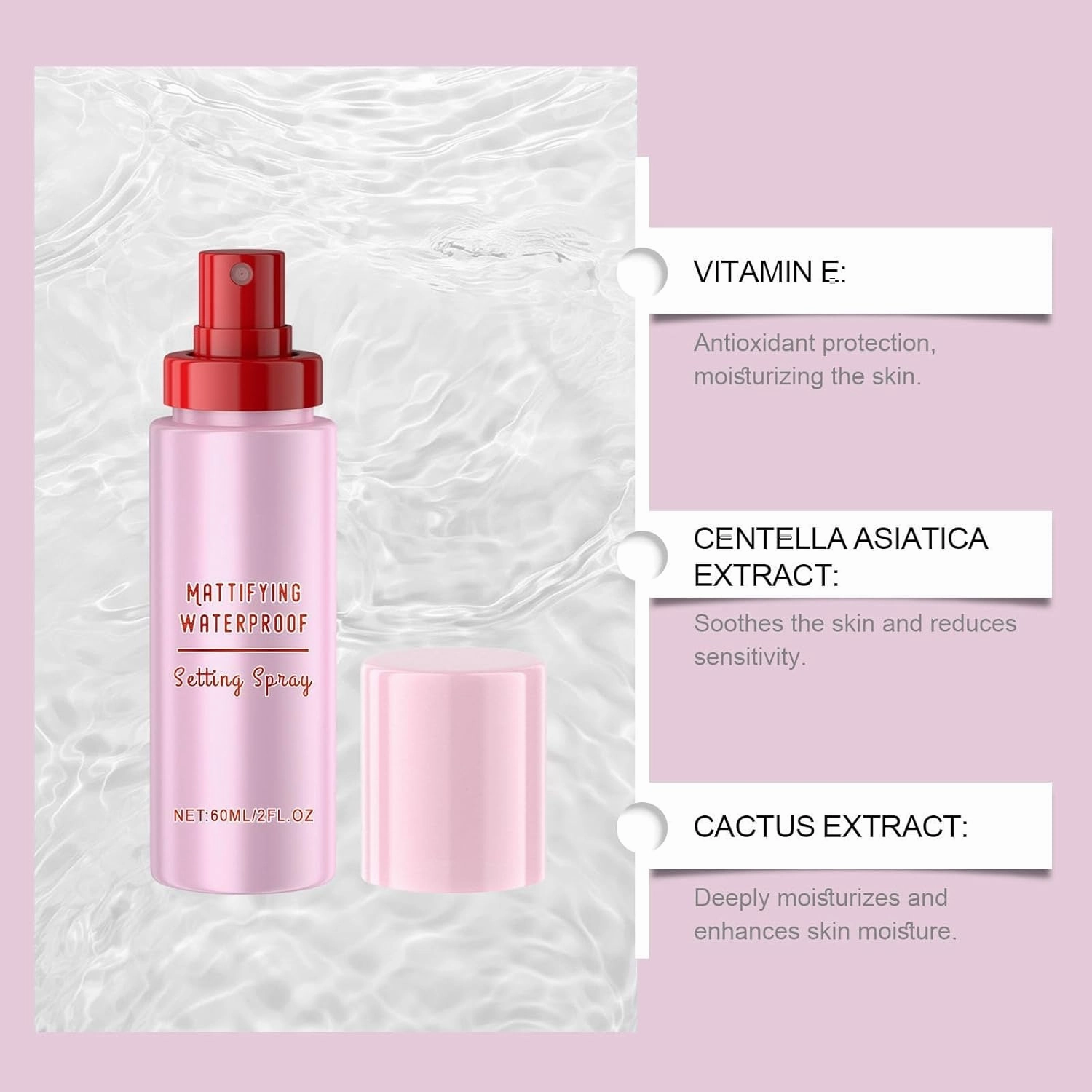 Velorasi Powder Melt Glass Setting Spray, Ultra-Smooth Finish- Size Setting Spray, Makeup Wear up to 12 Hours, Hydrating (2 PCS, 2 FL.OZ)