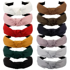 VELSCRUN Colorful Knotted Silk Satin Headbands Pack - Wide Boho Headbands for Women, Cute Fashion Hair Accessories & Gifts