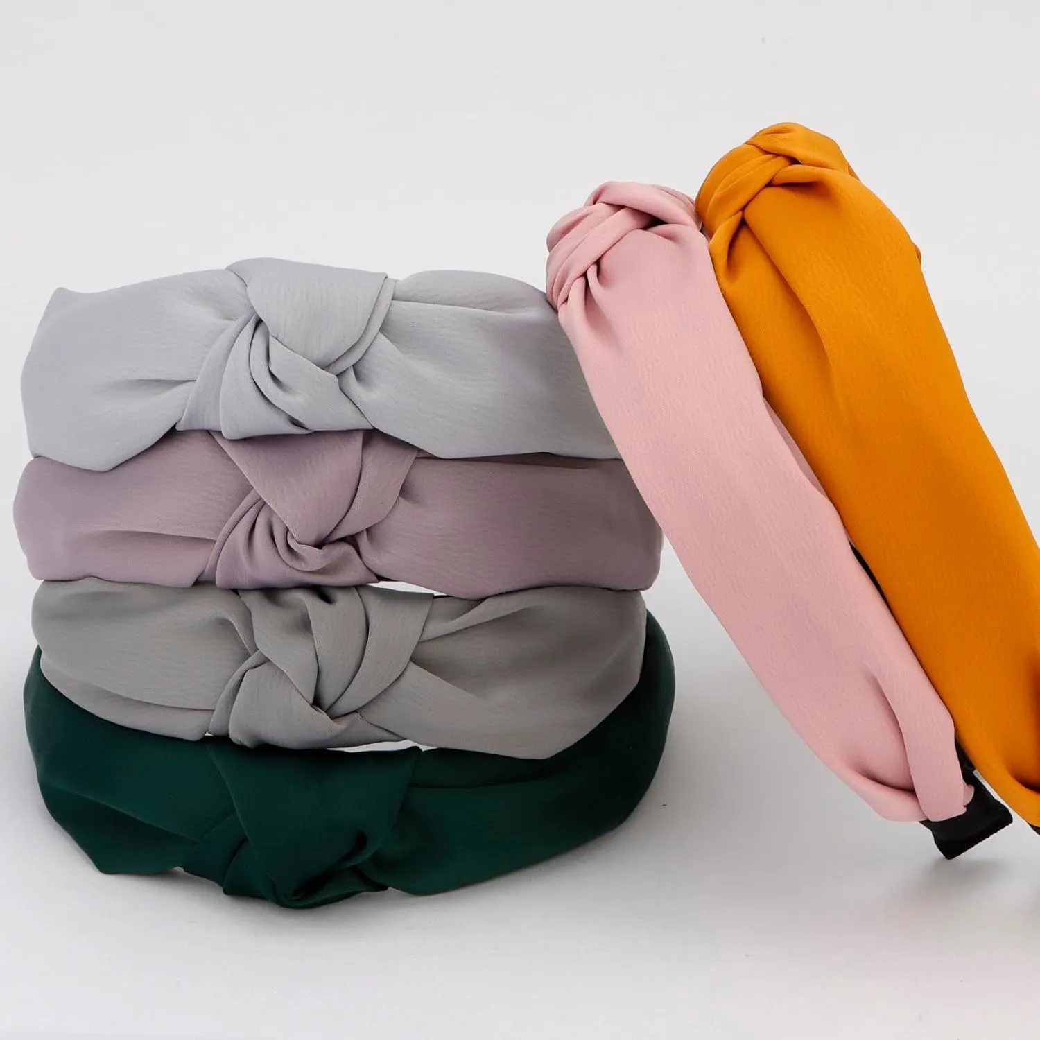 VELSCRUN Colorful Knotted Silk Satin Headbands Pack - Wide Boho Headbands for Women, Cute Fashion Hair Accessories & Gifts