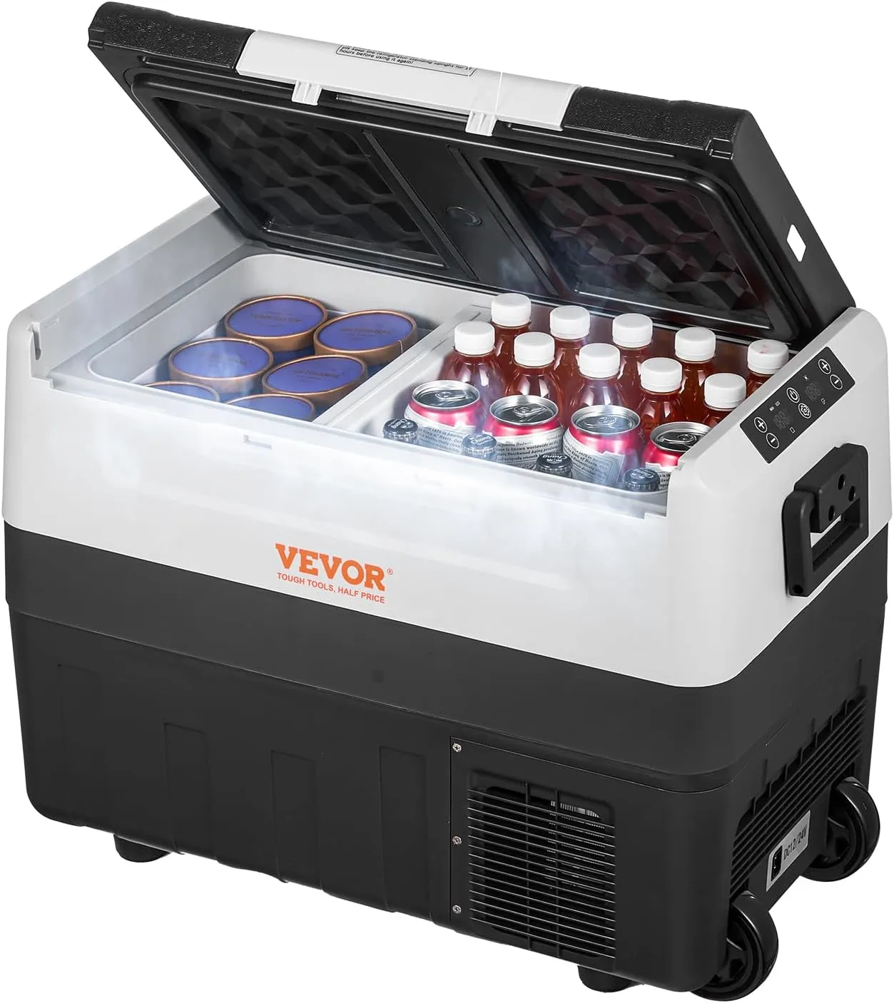 VEVOR Car Refrigerator, 12 Volt Car Refrigerator Fridge, 48 QT/45 L Dual Zone Portable Freezer, -4℉-50℉ Adjustable Range, 12/24V DC and 100-240V AC Compressor Cooler for Outdoor, Camping, Travel, RV